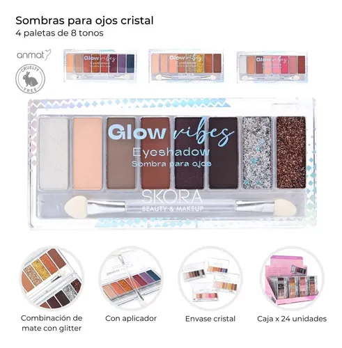 Paleta Sombras Ojos Skora Glow Vibes 8 Tonos Con Aplicador