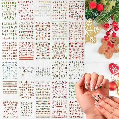 ! Lzy Pegatinas Navideñas Para Uñas, 30 Piezas, Árbol De #