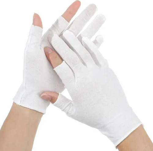 Guantes Sin Dedos Blancos De Algodón Hidratantes Para Manos
