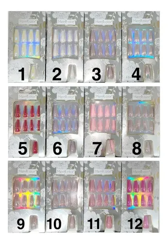Uñas Postizas Press On Pegatinas Ballerinas Tips Colores 5
