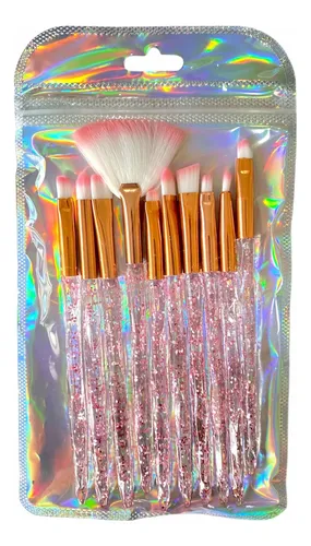Brochas Pinceles Set X10 Maquillaje Sombras Mango Brillitos