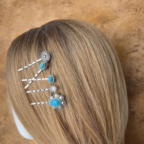 Juego De 5 Clips Para El Cabello Turquesa Kovolitu Estilo