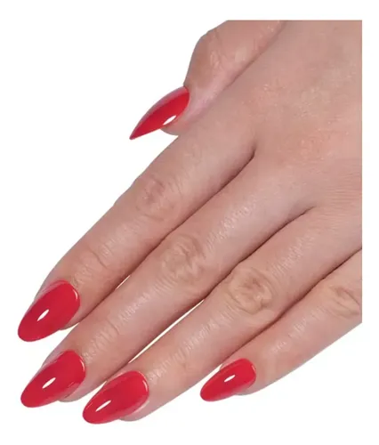 Uñas Press On Veluna Almendras 32u Cortas Reutilizables Kit Rojo
