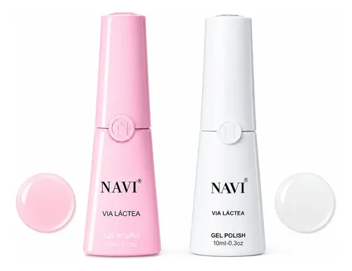 Kit X2 Esmalte Semipermanente Navi Vía Láctea Rosa Blanco 10