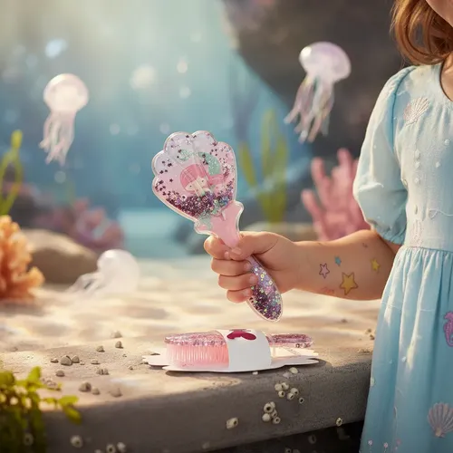 Cepillo Para Niña Sirena Glitter Peine Desenredante Infantil