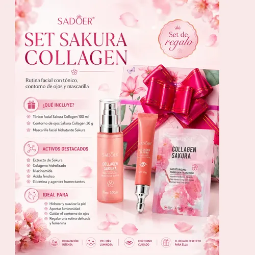 Set Skincare Sakura Colágeno Niacinamida Tónico Contorno