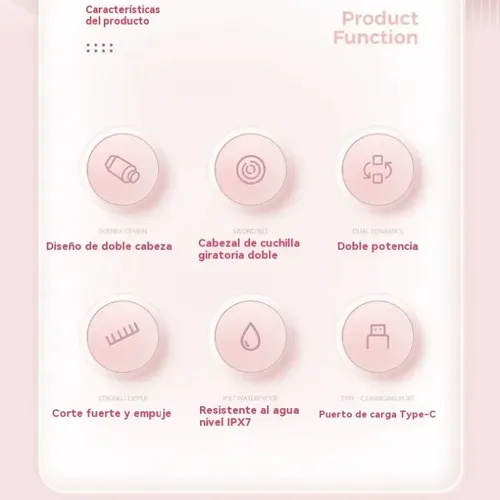 Depiladora Rasuradora Mujer Eléctrica Doble Cabeza2in1 Rosa