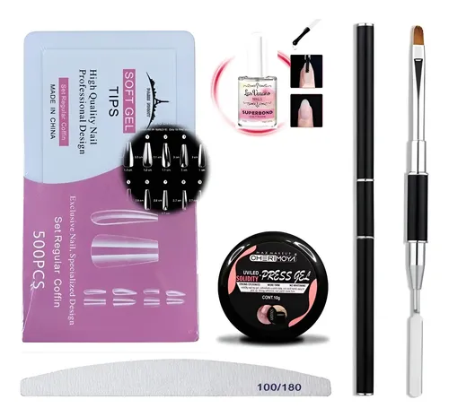 Kit Soft Gel 500 Tips Paris Night + Gel Sólido Cheri + Lima!