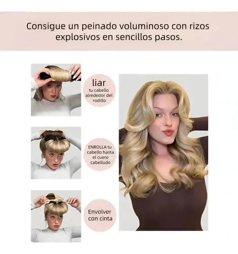 6pzs Curly Ondas En Cabello Rizos Sin Calor Tubo+gorro Satin