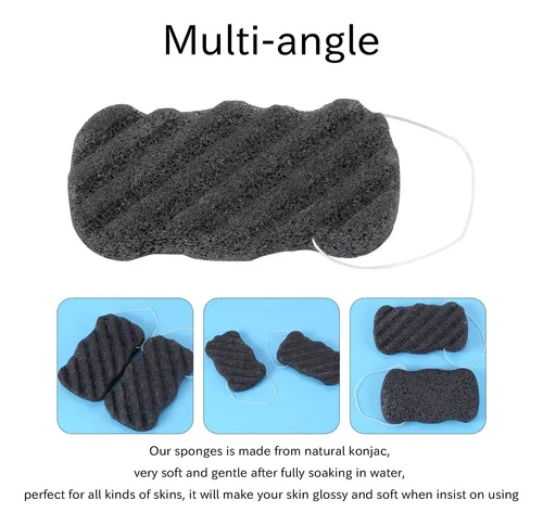 Set De Esponja Konjac Con Carbón De Bambú Activado, Para Uso