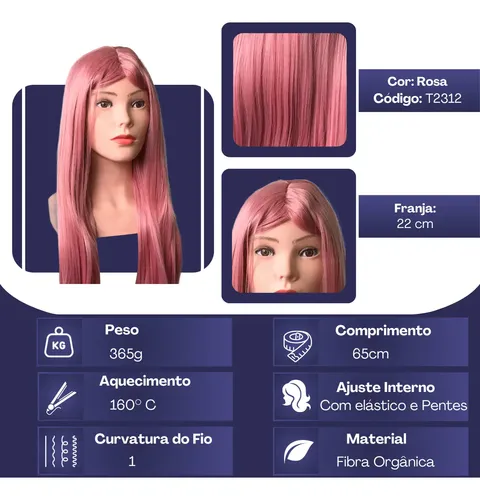 6.21 Jf Peluca Rosa Larga Recta Cosplay Pink Up Geek Parties