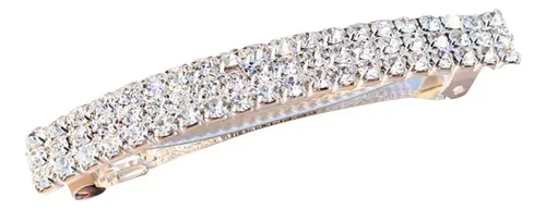 F 2 Clips Rectángulo Automático Brillante Con Strass