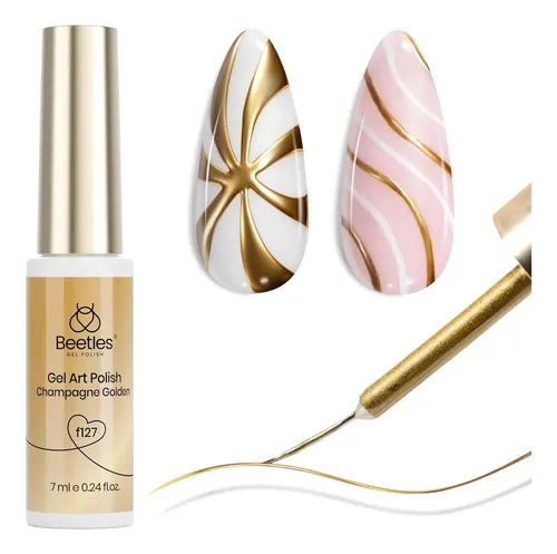Gel Liner Uñas Beetles Gold Con Brocha Fina