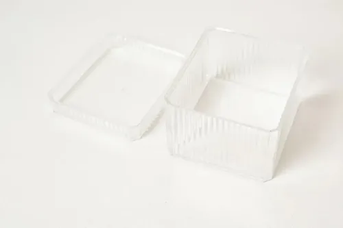 Organizador De Acrilico Clear Rayas Cuadrado Con Tapa