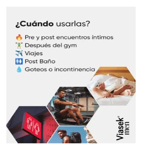Viasek Men Toallitas Húmedas Higiene Intima Masculina X16 U