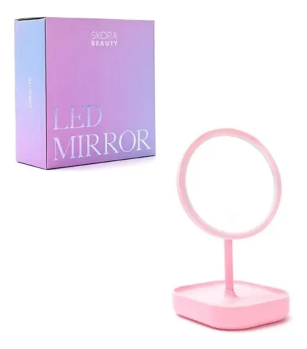 Espejo Circular Skora Beauty Con Base Y Luz Led