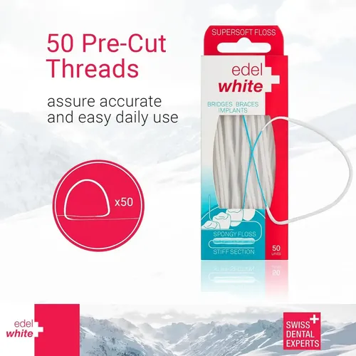 Hilo Dental Blanco Suave Con 50 Pasahilos Para Ortodoncia Sin Sabor