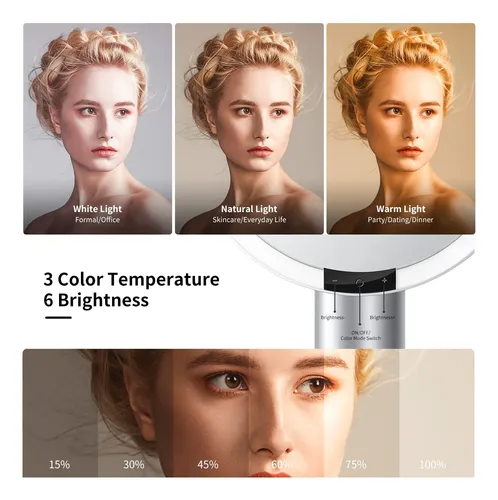 Espejo De Maquillaje Amiro De 9  Con Luz, Sensor Y Control T