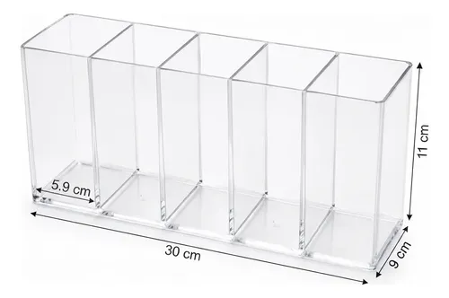 Organizador Brochas Maquillaje Gafas Acrílico 5 Divisiones