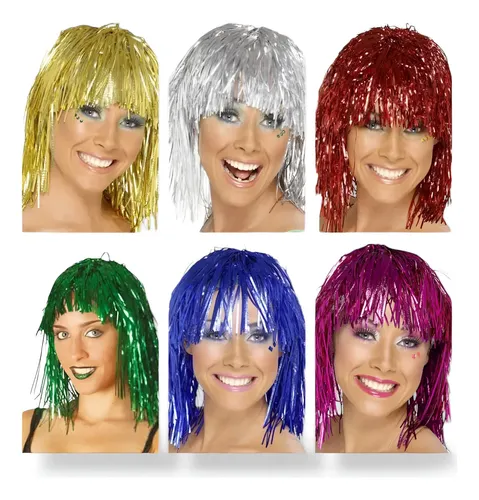 10 Pelucas Metalizadas Varios Colores Cotillón Carioca