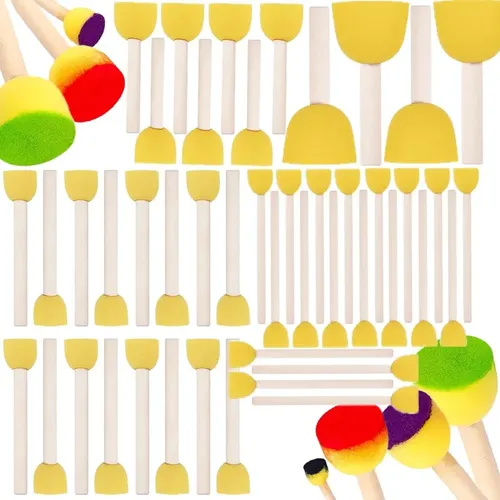 Juego De 45 Esponjas De Pintura Redondas, Esponja Amarilla D As Shown