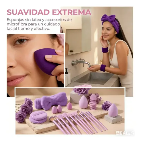 Set 46 Piezas Brochas Y Esponjas Maquillaje