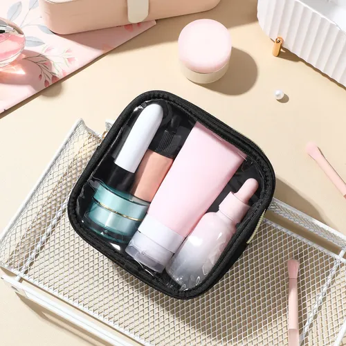 Mini Bolsa De Maquillaje Transparente Con Cierre Frontal, Z