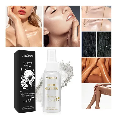 Iluminador En Aerosol Para Cuerpo Y Cabello, Color Blanco Pl