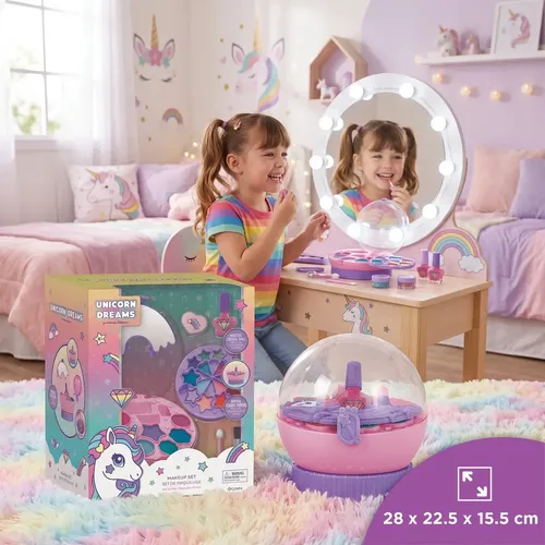 Set de Maquillaje Infantil Unicorn Dreams Multiscope Bola Cristal Hipoalergénico