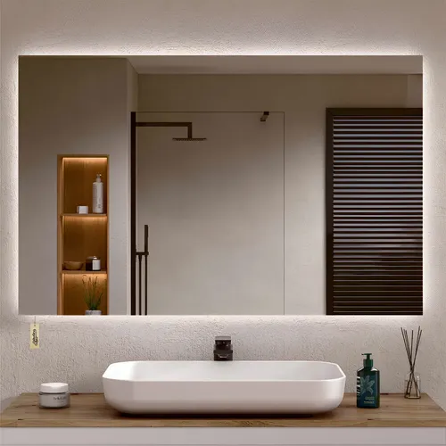 Espejo Led Decorativo Pared Baño Luz Cálida Fría Rgb 80x60cm