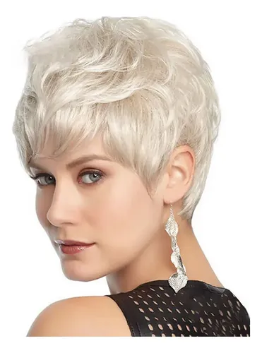 /#*cabello Liso Corto Blanco For Mujer A La Moda Y A La Moda