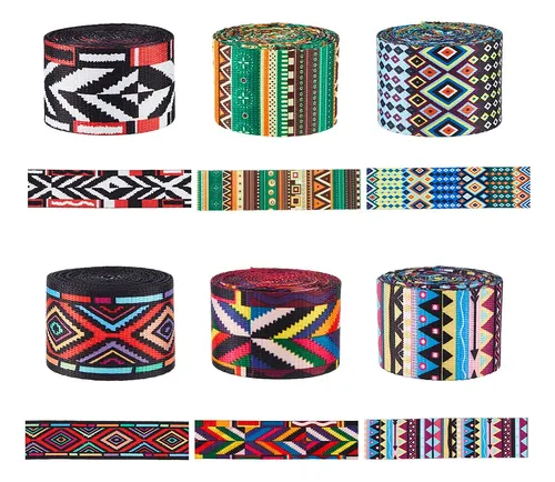 Set 6 Cintas De Poliéster De 6 Colores Diferentes Color Mixto Aztec/tribal Geometric