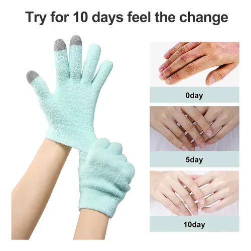 Guantes Hidratantes Silicona Verdes Con Vitamina E Y Jojoba