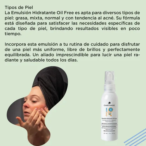 Crema Hidratante Piel Grasa Emulsion Poros Carthage Acne