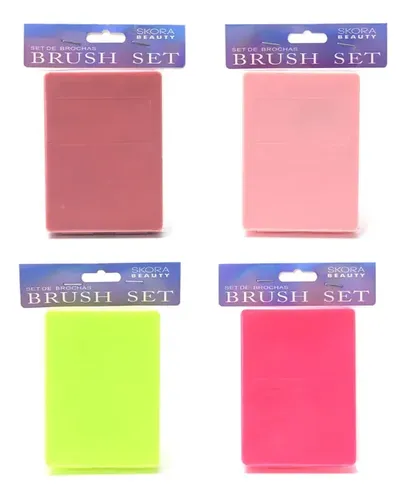 Set Mini Brochas X5 Maquillaje Estuche Skora Espejo Portatil