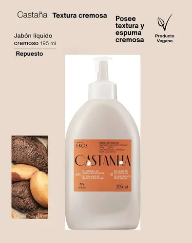 Repuesto Jabon Liq Cremoso Corporal Castaña X2 Ekos Natura
