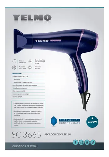 Secador De Cabello Yelmo Sc-3665 2300w Cool Shot
