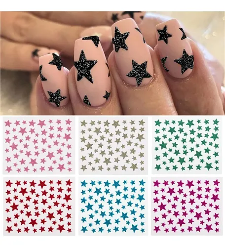 Pegatinas 3d Con Forma De Estrella Con Purpurina Para Uñas,