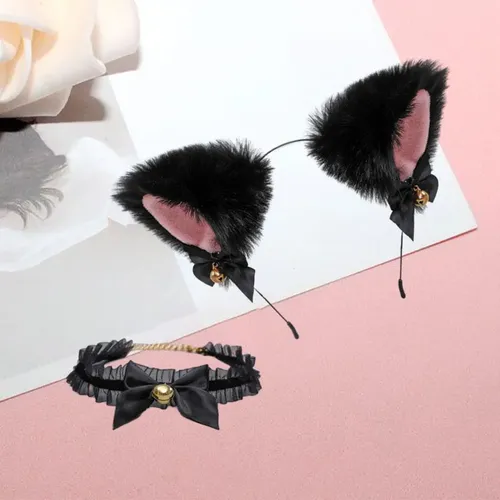 Orejas De Gato Head Hoop Hair Holder Hairwear Negro Negro