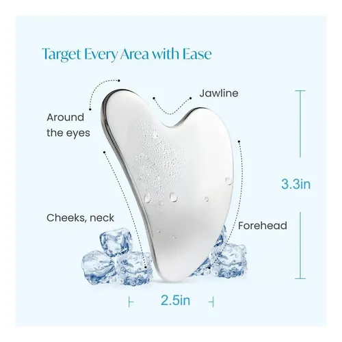 Gua Sha Acero Inoxidable Plata Masaje Facial Corporal