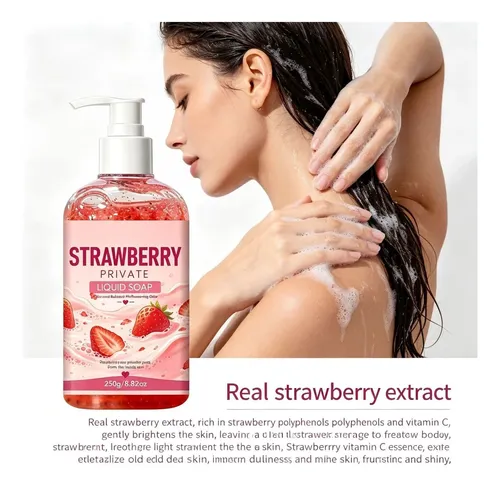 Gel De Baño Con Fresas, Limpieza Profunda, Hidratante E Ilum