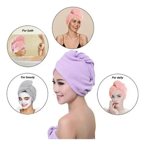 4 Toallas De Microfibra Para Secar Cabello Gorro De Ducha