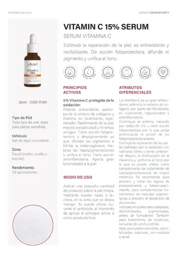 Serum Vitamina C 15% Revitalizante Piel Luminosa 30gr Idraet
