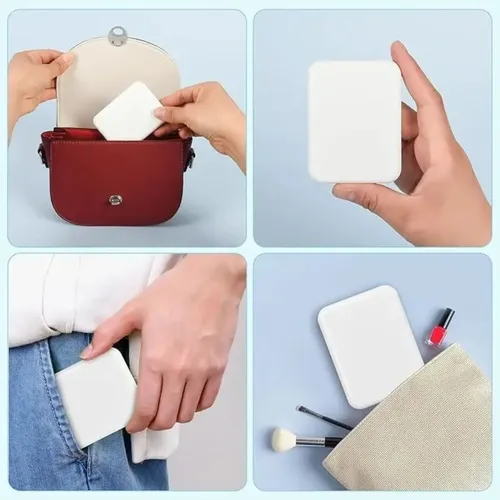Espejo Plegable Portatil De Cartera Luz Led Maquillaje Aum Blanco