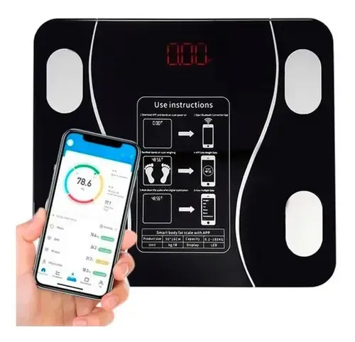 Balanza Digital Inteligente Myal Para Baño Con Bluetooth y Medidor de Grasa e IMC