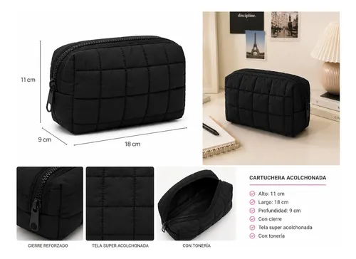 Portacosmetico Cartuchera Puffer Organizador Maquillaje