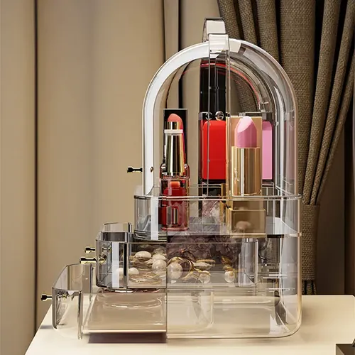 Organizador De Cosméticos Transparente Con Tapa Y Cajones