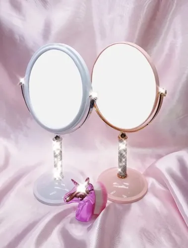 Espejo Para Mesa Doble Aumento Por3 Con Strass Maquillaje