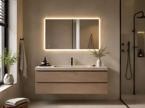 Espejo Para Baño Rectangular Led Táctil Dimerizable Rectangular