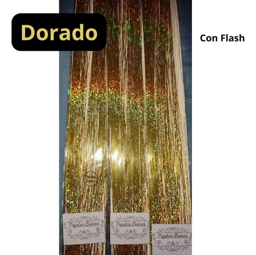 Hilos De Oropel Metalicos Para Cabello Extension Holografica